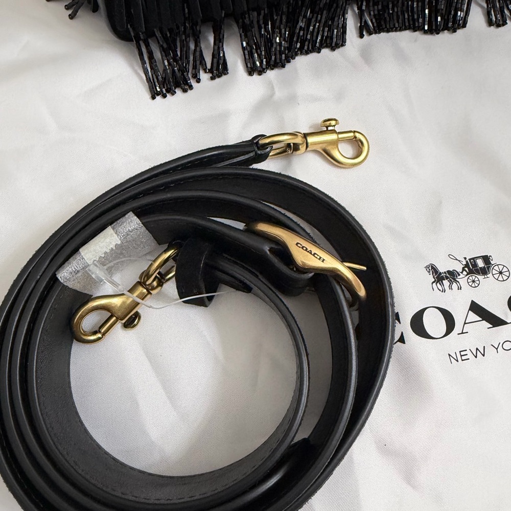 Coach Black Beaded Fringe Tabby - Picture 5 of 13